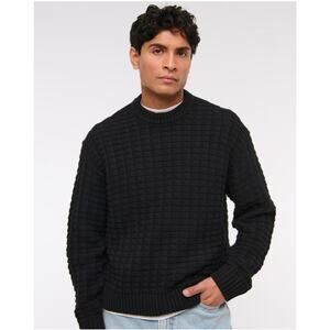 New A&F Men's Oversized Checkered Stitch Crew Sweater Size XXL Tall